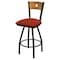 Holland Bar Stool Co 30" Swivel Counter Stool, Black Wrinkle, Med Back, Graph Poppy Seat X830 - alternate 1